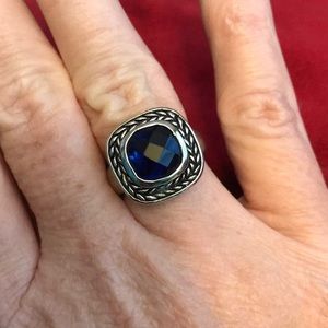 Dark Blue Sterling Silver Ring Size 7.25